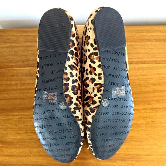Sole Society Natalie Leopard Print Calf Fur Slip On Ballet Flats Mobwife 11 - Picture 6 of 10